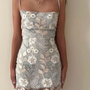 Lucy in the Sky Gray Floral Mini Dress